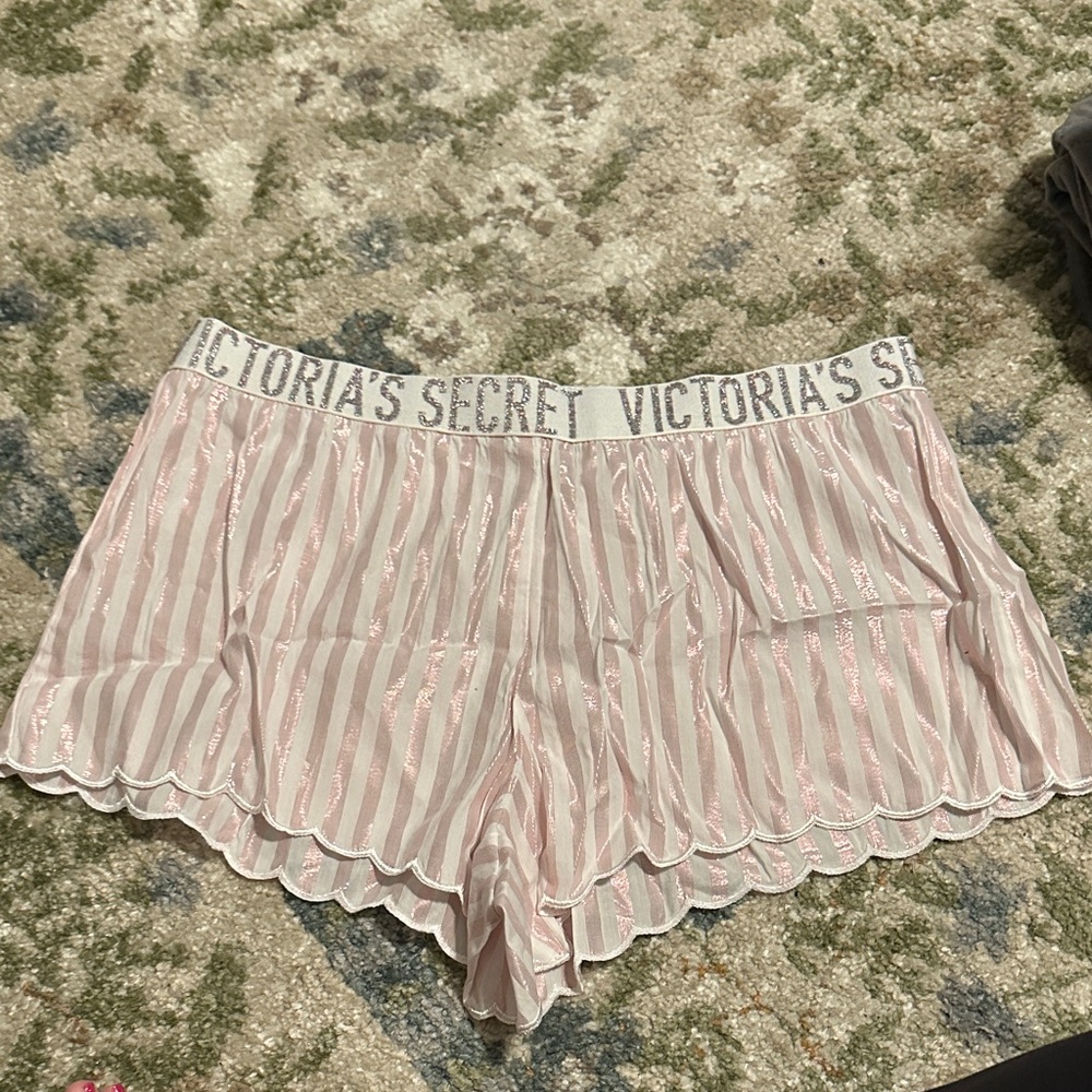 Victoria's Secret Pink and White Striped Women’s Boxer Shorts